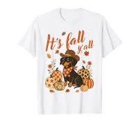 Es otoño, Todos ustedes, Vaqueros, Salchichas, Salchichas, Calabaza, otoño, Humor para Perros Camiseta gráfica económica, Hombre, Blanco, M