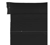 Es-Tela - Juego de sábanas liso con biés, color negro, cama de 105 cm., algodón-poliéster, 3 piezas