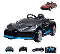 ES-TOYS Coche eléctrico niños Bugatti Divo, Asiento de Cuero, EVA, Pintado, Mp3, Color:Negro