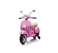 ES-TOYS Moto Scooter eléctrico para niños Vespa, Asiento de Cuero, MP3, USB, 2X 6V Electric Motors, Color:Rosa
