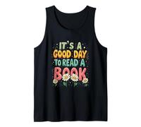 Es un Buen día para Leer Tipografía Colorida Retro Amante de los Libros Camiseta sin Mangas