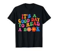 Es un Buen día para Leer un Libro Lectura Divertida de Ratones de Biblioteca de Flores Camiseta gráfica económica, Hombre, Negro, S