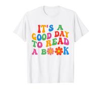 Es un Buen día para Leer un Libro Lectura Divertida de Ratones de Biblioteca de Flores Camiseta gráfica económica, Hombre, Blanco, L