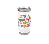Es un buen día para leer un libro Lectura divertida de ratones de biblioteca de flores Vaso térmico de acero inoxidable de doble pared