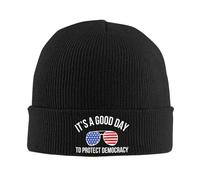 Es Un Buen Día para Proteger La Democracia Unisex Gorro Invierno Suave Gorros con Vuelta Transpirable Gorro De Punto para Correr Pasear Al Perro Deportes