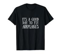 Es un Buen día para Volar Aviones Piloto de Vuelo de avión Camiseta gráfica económica, Hombre, Negro, M