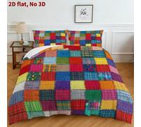 es un juego de nórdica 2D de 100% algodón puro, con un colorido patchwork. 1 de edredón y 1 o 2 fundas de almohada, diseñado para ser con la piel, y transpirable.