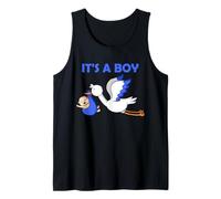 Es un niño cigüeña Embarazo revelación de género Baby Shower Camiseta sin Mangas