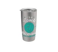 Es un voleibol de playa un poco arena de día Vaso térmico de acero inoxidable de doble pared
