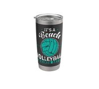 Es un voleibol de playa un poco arena de día Vaso térmico de acero inoxidable de doble pared