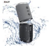 Altavoz Bluetooth para exteriores ZEALOT-MP1, altavoz Bluetooth 5,3 con potencia de salida de 60W, sonido estéreo IPX6 resistente al agua, tarjeta Micro SD, lig RGB Negro