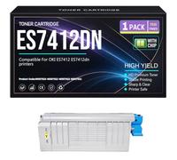 ES7412 ES7412dn Cartuchos tóner para Oki Trabajo Alto Rendimiento | 46507624 46507623 46507622 46507621 Impresoras para OKI ES7412 Negro Cian Amarillo Magenta Tóner chip,Yellow-ES7412dn