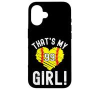 Esa es mi Chica Vintage Número 99 Corazón Softbol Carcasa para iPhone 16
