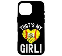 Esa es mi Chica Vintage Número 99 Corazón Softbol Carcasa para iPhone 16 Pro MAX