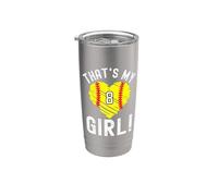 Esa es mi corazón de softbol femenino número 8 Vaso térmico de acero inoxidable de doble pared