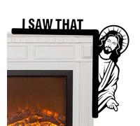esa esquina de la puerta - Jesús humorístico mirando la decoración de la casa, acento del marco de la puerta de madera | Decoraciones con revestimiento de pared cristiana, adorno de la fi
