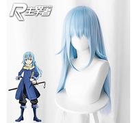 Esa vez me reencarné como una peluca de cosplay de limo Peluca de tempestad de Rimuru Peluca de 70 cm de largo, recta, resistente al calor, pelo sintético azul, tempestad de Rimuru