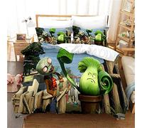 ESAAH 3D Plants Vs Zombie Print - Juego de ropa de cama (microfibra, 1 funda nórdica y 2 fundas de almohada)