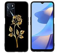Esakycn Funda para OPPO A16 / A16S / A54S, Cárcasa Negro Silicona con Flores Dibujos Diseño Antigolpes Suave de Protector Piel Ultrafina Case Cover Fundas para OPPO A16 / A16S / A54S 6,52", Rosa