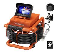 ESANHAO Cámara de Inspección de 20/30m con DVR, Cámara para Inspección de Tuberías de Alcantarillado con Grabador de Audio, Batería de 5600 mAh, 12 Luces LED Ajustables, Tarjeta de 32GB Incluida (20M)