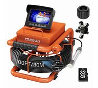 ESANHAO Cámara de Inspección de 20/30m con DVR, Cámara para Inspección de Tuberías de Alcantarillado con Grabador de Audio, Batería de 5600 mAh, 12 Luces LED Ajustables, Tarjeta de 32GB Incluida (30M)