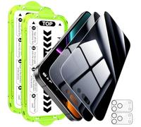 Esanik Privacidad Protector Pantalla para iPhone 17 Pro (6,3 Pulgadas), 2x Antiespia Cristal Vidrio templado + 2x Protector Lente Cámara, 2+2 Unidades