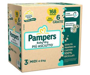 Esapack Pannolini Pampers Baby Dry Midi 4-9 Kg Misura 3 (168pz)