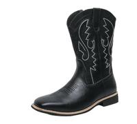 EsaSam Botas de Cowboy para Hombre Bordado con Cremallera Lateral Botas de Media,Negro,39 EU