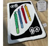 EsaSam Lindas alfombras retro con diseño de naipes para dormitorio, baño,cocina,estética,divertida,universitaria, alfombra antideslizante para piso, tarjeta de juego, moderna y divertida (tarjeta Uno