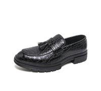 EsaSam Mocasines con Borlas para Hombre Zapatos de Vestir Piel Sintética PU Cocodrilo Elegantes Casual Negocios,Negro,44 EU
