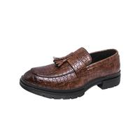 EsaSam Mocasines con Borlas para Hombre Zapatos de Vestir Piel Sintética PU Cocodrilo Elegantes Casual Negocios,Marrón,39 EU