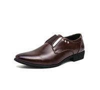 EsaSam Zapatos De Vestir para Hombre Mocasines Sin Cordones Zapatos Formales De Negocios para Esmoquin Punta Puntiaguda Zapatos Cómodos De Cuero PU,Marrón,39 EU