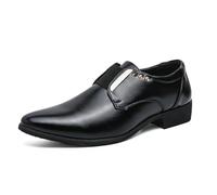 EsaSam Zapatos De Vestir para Hombre Mocasines Sin Cordones Zapatos Formales De Negocios para Esmoquin Punta Puntiaguda Zapatos Cómodos De Cuero PU,Negro,48 EU