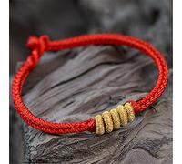 ESBANT Cuerda Hecha A Mano Tejida Pulsera De Nudo Chino Pulsera De Cuerda Trenzada Multicolore Mujeres Hombres Parejas Vacaciones Atraer Prosperidad Amor Suerte Dinero,Reda,17cm Color : Redb, Size