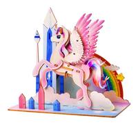 ESC WELT Unicornio - Puzzle 3D de Unicornio - Puzzle de Animal de Madera para Hacerlo Tú Mismo - Rompecabezas Montessori - Kit de Artesanía de Madera para Niños - Rompecabezas de Madera