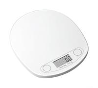 Escala de 5 kg de capacidad precisa gramos onzas mililitros conversión unidad función de tara apagado automático, ligero, diseño delgado, retroiluminado, LCD, blanco, fácil almacenamiento para cocinar