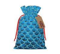 Escala de pescado azul. Impresión de 4.7 x 6.9 en bolsa de Navidad con cordón, ideal para adultos para envolver regalos para Navidad Halloween