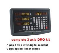 Escala lineal Conjunto completo de alta precisión Fresado/torno/taladro Lectura digital y 3 PCS Línea de codificador lineal de escala lineal para herramientas DRO de torno y fresado(0.001mm comple