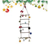 Escala navideña,Festivo,Escalera de madera con ramas de Navidad - para jardín reunión celebración ventana porche evento familiar en casa