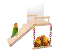 Escalada de pájaros - Soporte de entrenamiento para loros de madera con escalada y espejo | para jaulas y juguetes de apogeo para cotorras inseparables gorriones