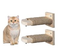 Escalada para Gatos montados en Jaula - Estantes de Pared para, 2 escaleras de Madera para rascador de, estantes de Salto para Gatos con fijación de Pared