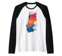 Escalada Puesta del Sol Montaña Vintage Aventura Camiseta Manga Raglan