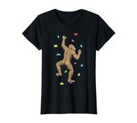 Escalador de Roca para Interiores Escalador de Pared Bigfoot Divertidos escaladores Camiseta gráfica económica, Mujer, Negro, XS