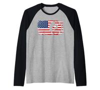 Escalador Escalador Bandera Estados Unidos América Rock Climb Belay Boulder Camiseta Manga Raglan