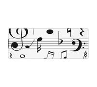 Escalas de Notas Musicales Negras,Alfombrilla de ratón Grande para Escritorio, Teclado de Ordenador, Base de Goma Antideslizante, 30 x 80 cm