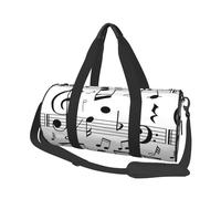 Escalas de Notas Musicales Negras, Bolsa de Viaje de Gran Capacidad, Bolso Redondo, Bolsa de Viaje Deportiva, Bolsa de Mano, Bolsa de Fitness