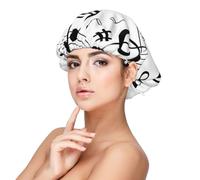 Escalas de notas musicales negras,Gorro de dormir de satén para adultos - Gorro de dormir elástico para mujer, cubrecabello nocturno