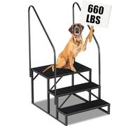 Escalera 3 Peldaños con 2 Pasamanos, Escalera de Acero Antideslizante para Caravanas y Piscinas, Escalera Portátil para Autocaravanas con Cinco Ruedas, Escalera Doméstica de Exterior