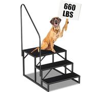 Escalera 3 Peldaños con Pasamanos, Escalera de Acero Antideslizante para Caravanas y Piscinas, Escalera Portátil para Autocaravanas con Cinco Ruedas, Escalera Doméstica de Exterior