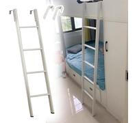 Escalera ajustable de metal blanco para litera con ganchos, 116 cm, 45 escalones para cámper y dormitorio, accesorio seguro para una fácil escalada y mayor estabilidad